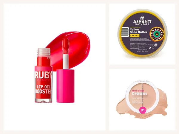 Cosmetics & Skin Care: Ruby Lip Oil Booster RZ02, Ashanti Naturals Yellow Shea Butter Smooth 15 oz and Ruby Kisses Cream Foundation 12