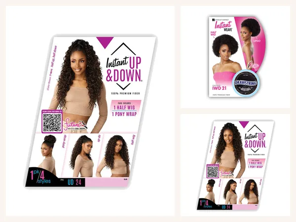 Wigs: Sensationnel Instant Up & Down 100% Premium Fiber Half Wig N Pony Wrap #1, Sensationnel Half Wig Instant Weave 100% Premium Fiber IWD21 #2 and Sensationnel Instant Up & Down 100% Premium Fiber Half Wig N Pony Wrap #2